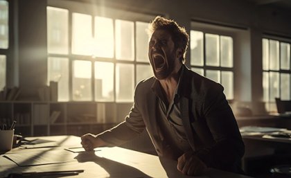 Image: Adobe A frustrated man looking out to the distance and screaming